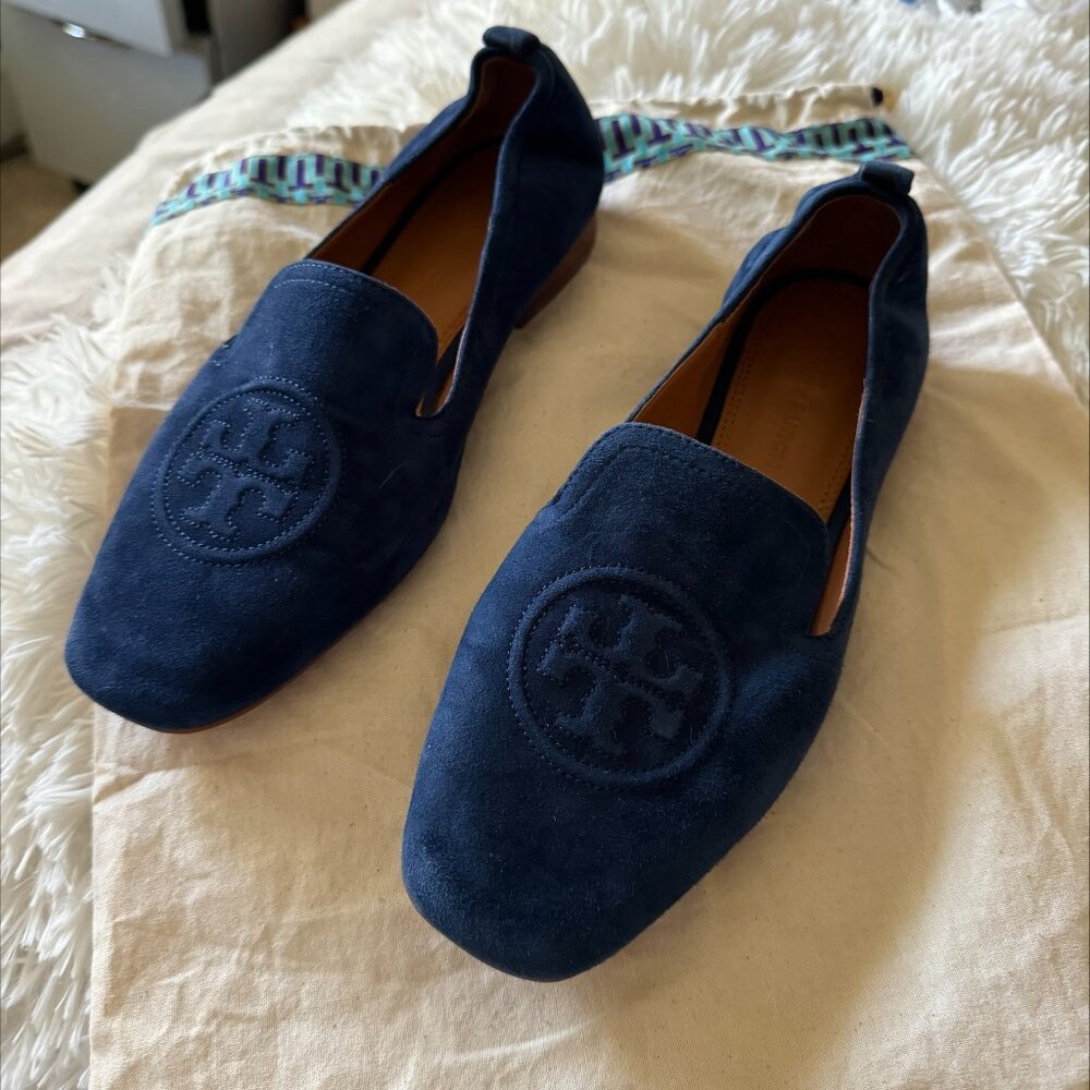 Tory Burch Blue Suede Shoes - mint condition size 8, w dust bag